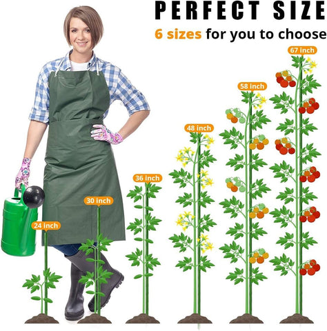 LAVEVE garden stakes feature UV-resistant green coating for long-lasting outdoor use.