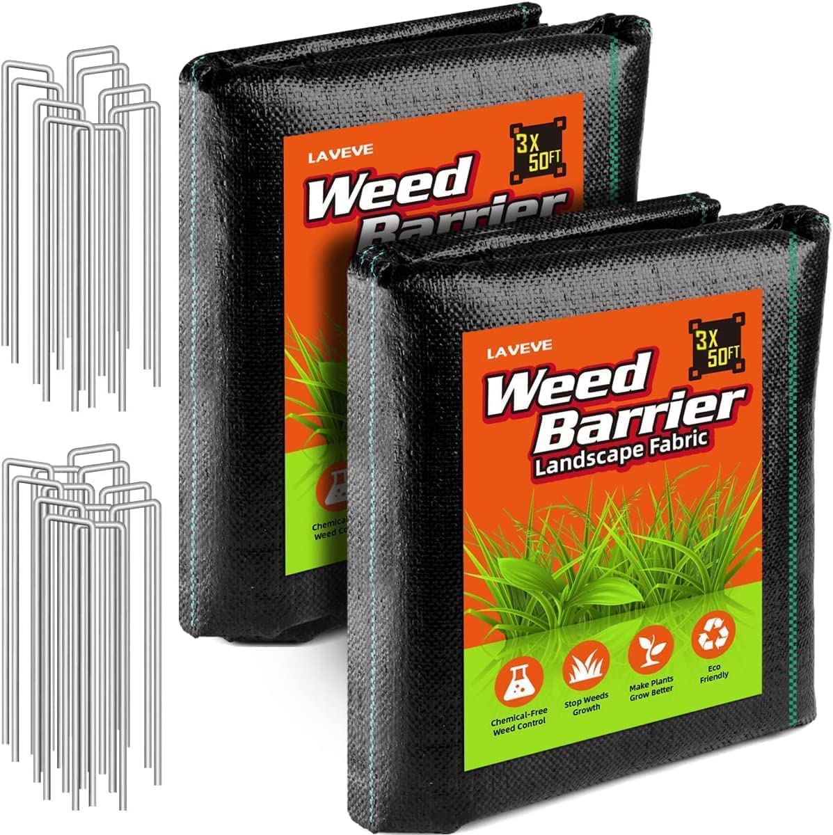 LAVEVE weed barrier fabric roll closeup showing durable weave for effective weed control