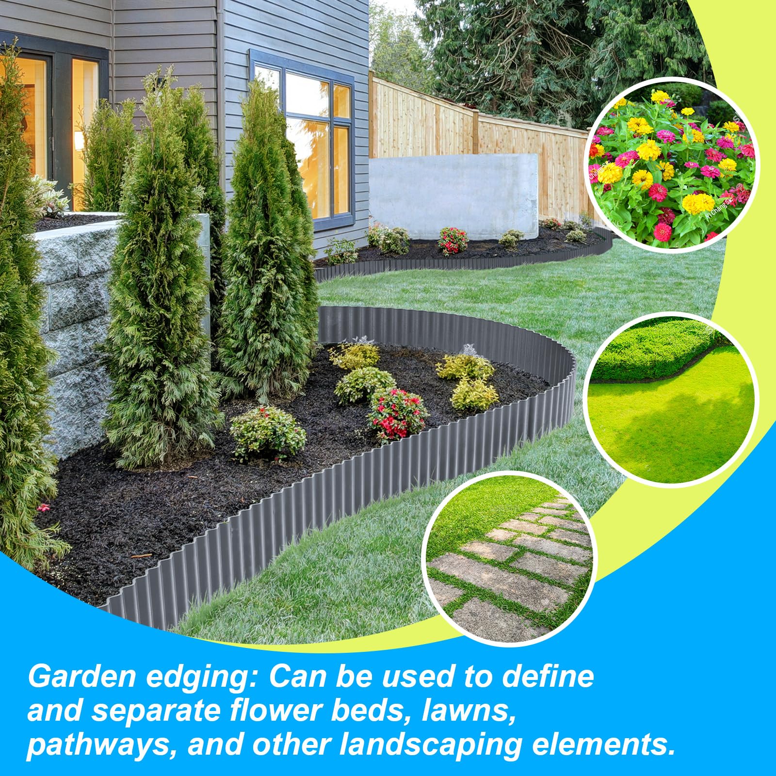 LAVEVE yard edge with hemmed edges improves safety during setup.