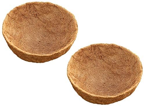 LAVZAN 8-inch round coco liner fits a basket, promoting drainage.