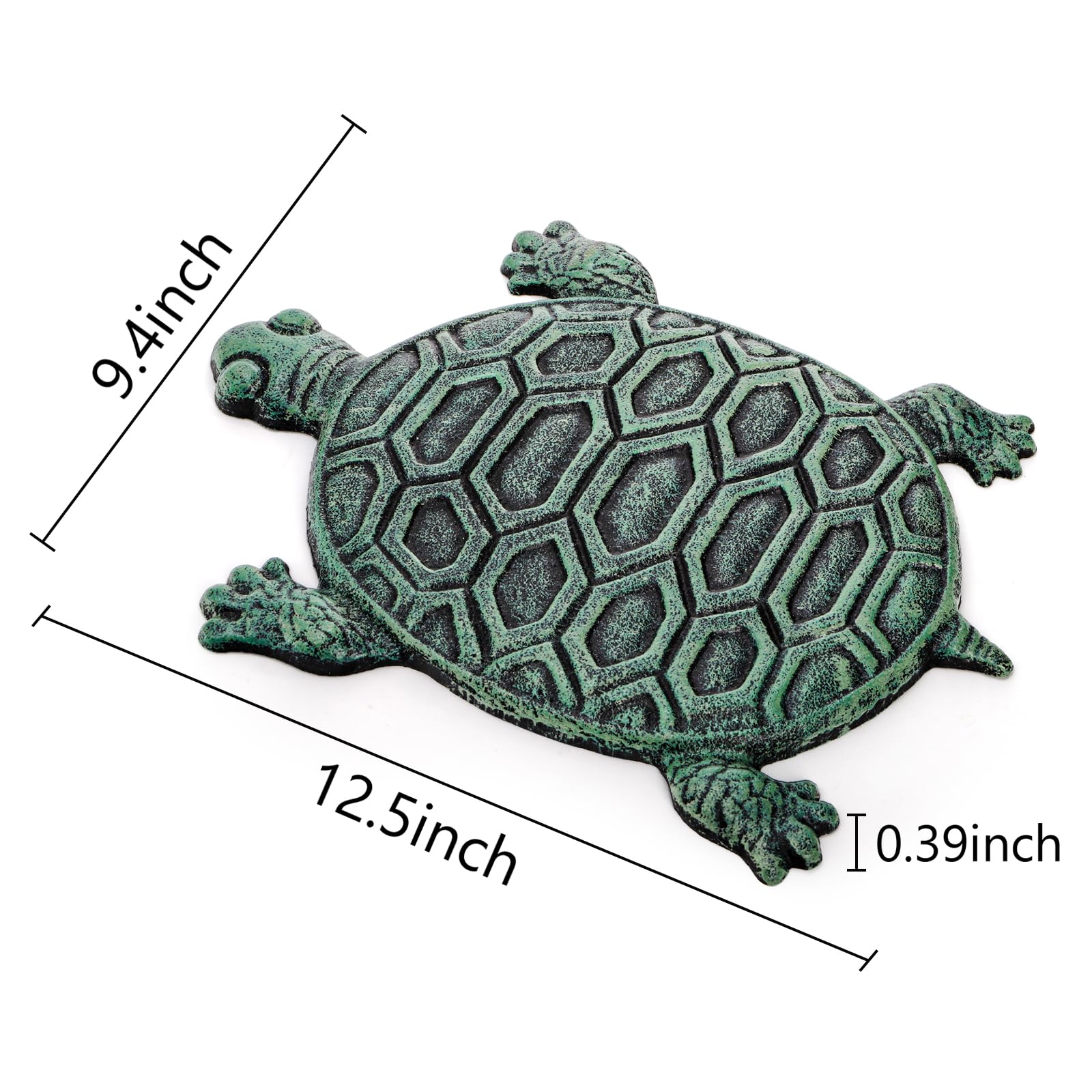 Lawei turtle stepping stone side view demonstrates slim profile blending with ground walkways