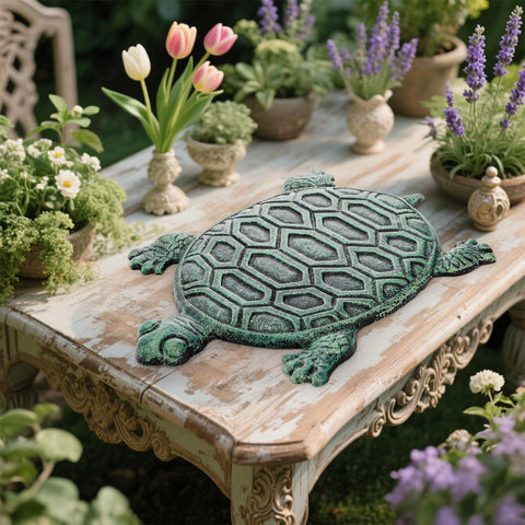 Lawei turtle stepping stone near the front door creates inviting curb appeal
