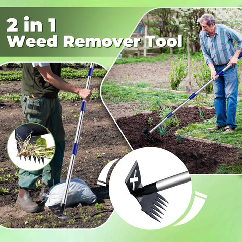 LAWFYMORI weed-puller-2-in-1-head shows dual-function for weed removal.