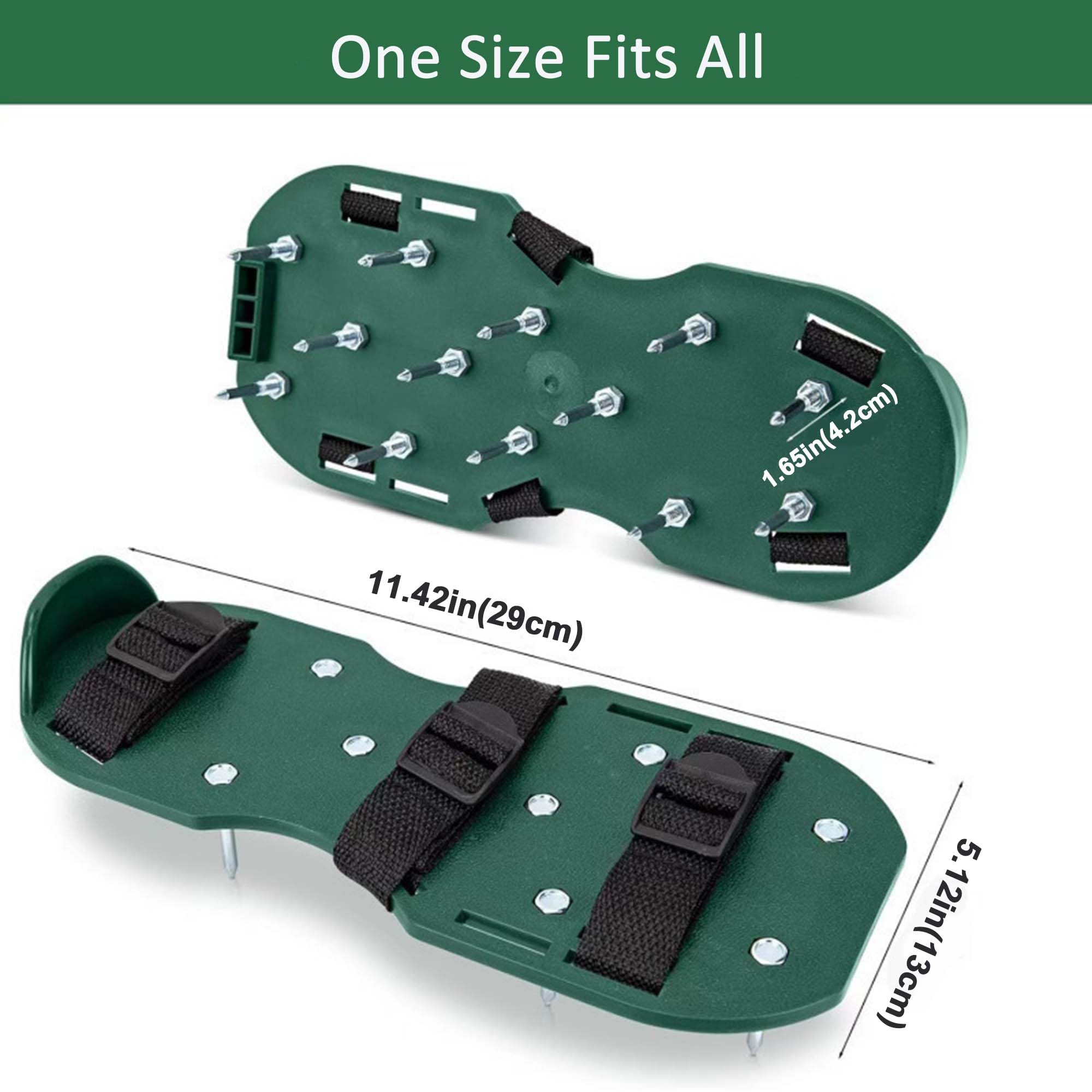 Lawn aerator shoes non-slip base keeps you steady on wet grass.
