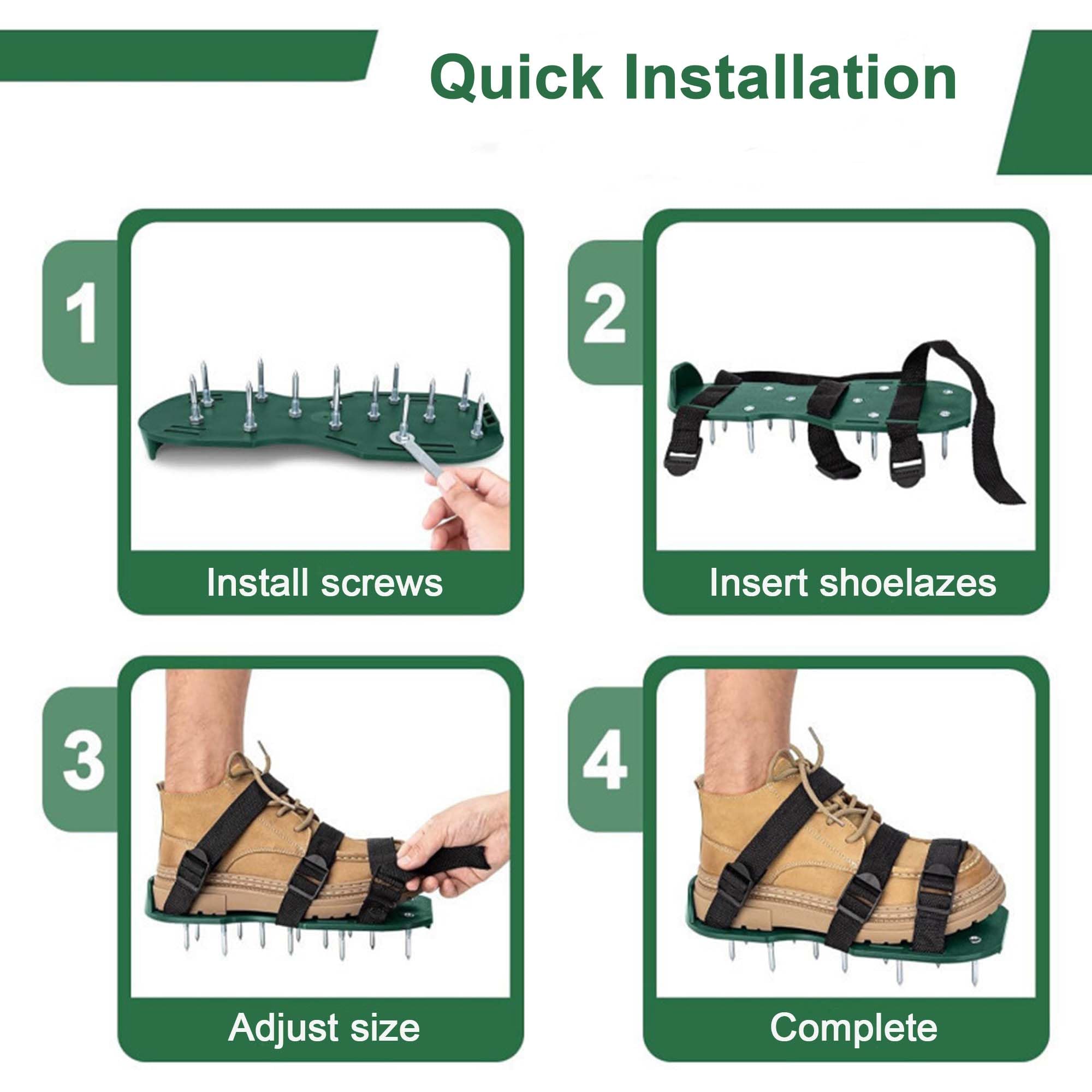 Lawn aerator shoes one-size-fits-all design for versatile yard use.