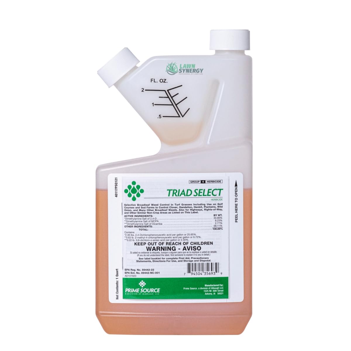 Lawn Synergy Triad Select bottle for broadleaf weed control in turf.