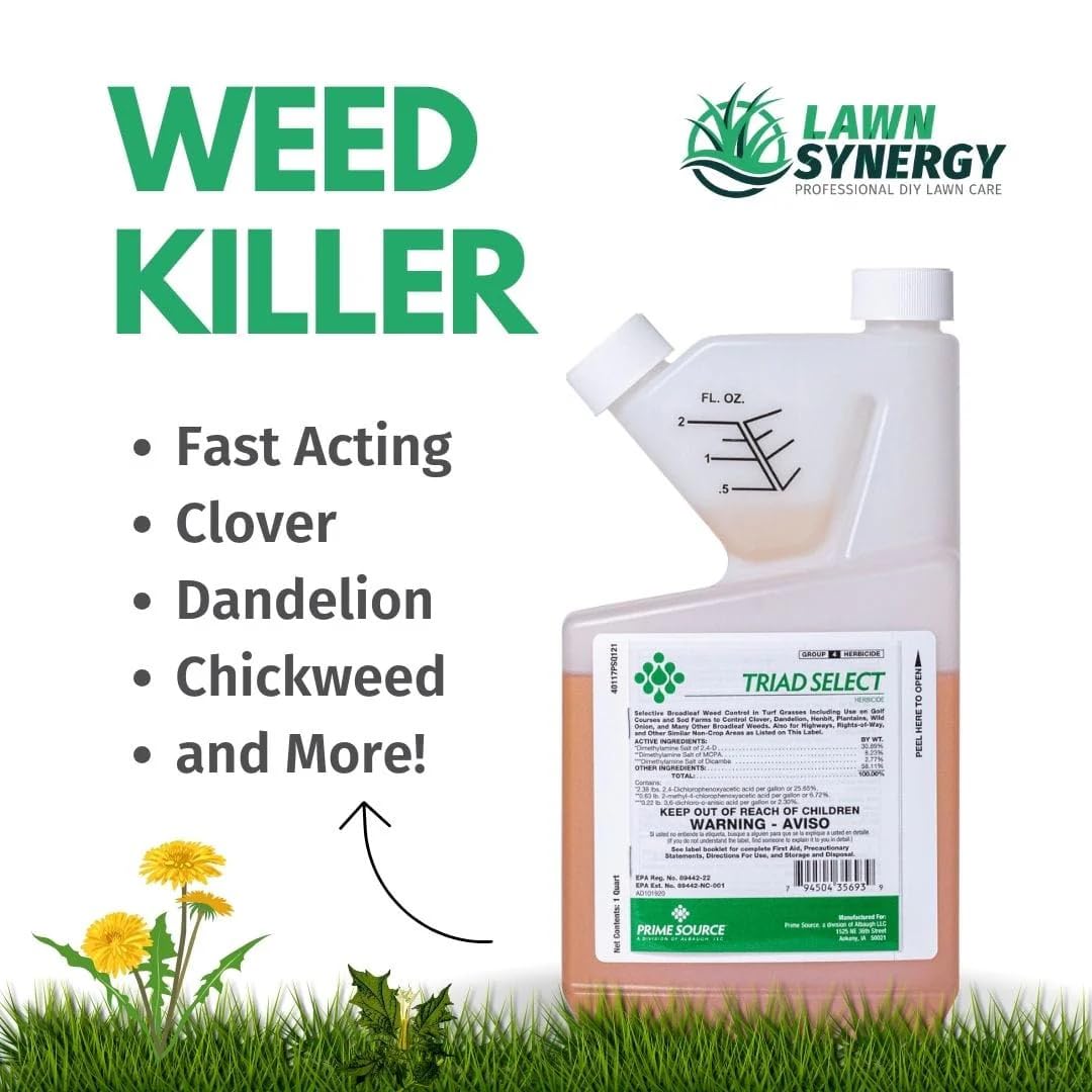 Lawn Synergy Triad Select applied to turf for weed management.