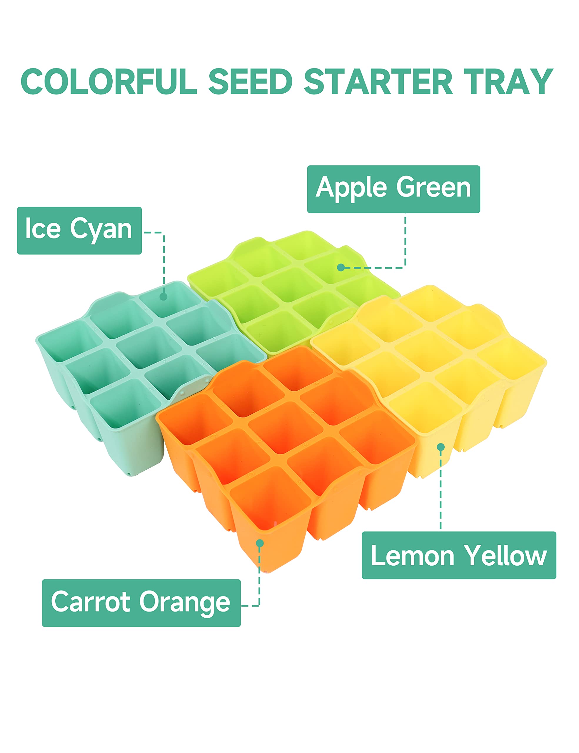 LAWNFUL seed starter trays in apple green, side view highlighting independent cells