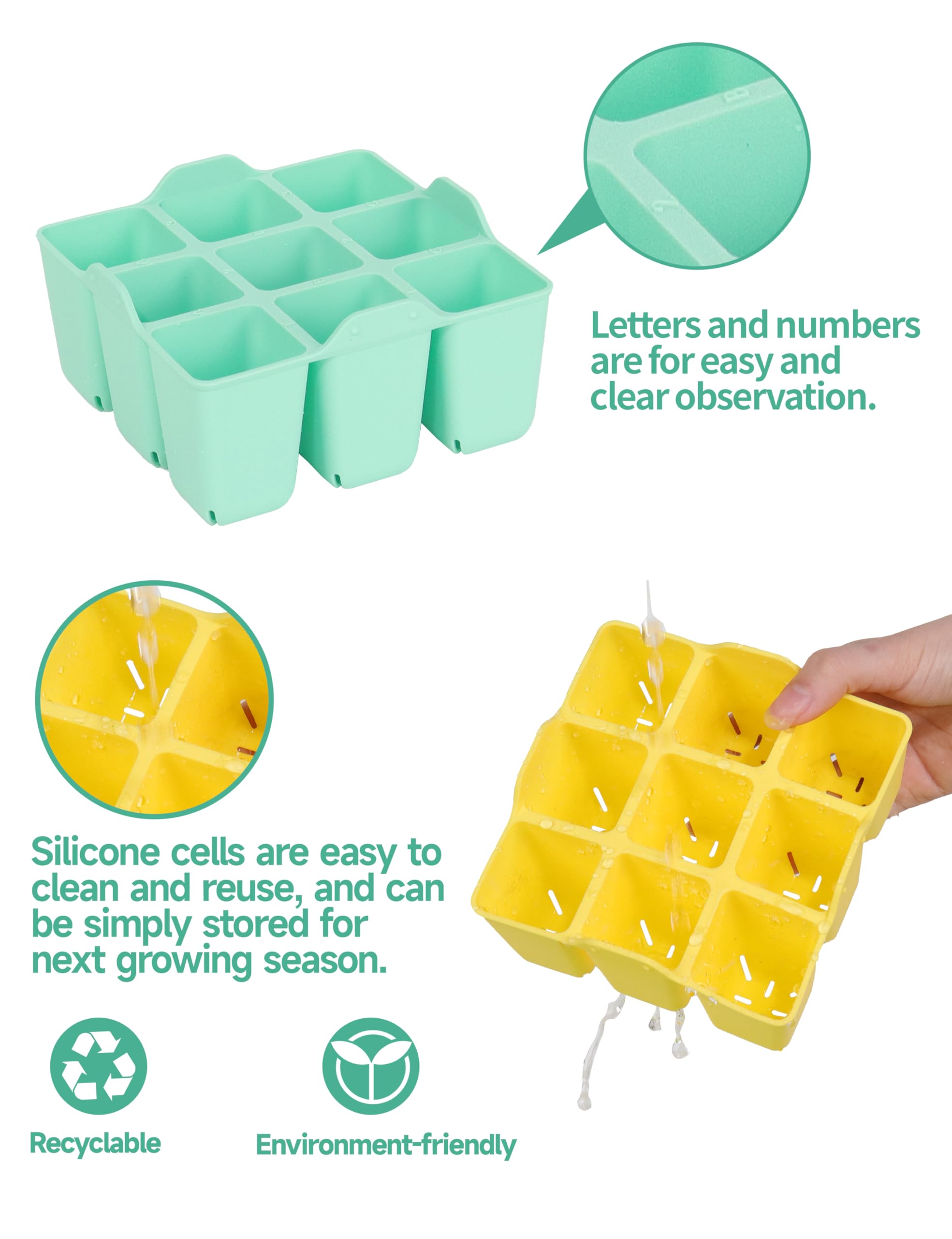 LAWNFUL silicone seed starter tray feature with drainage holes for moisture control