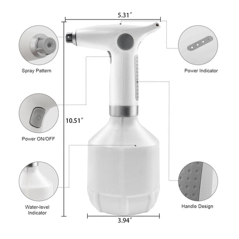 LAWNFUL electric spray bottle supports efficient cleaning and plant care with adjustable settings.
