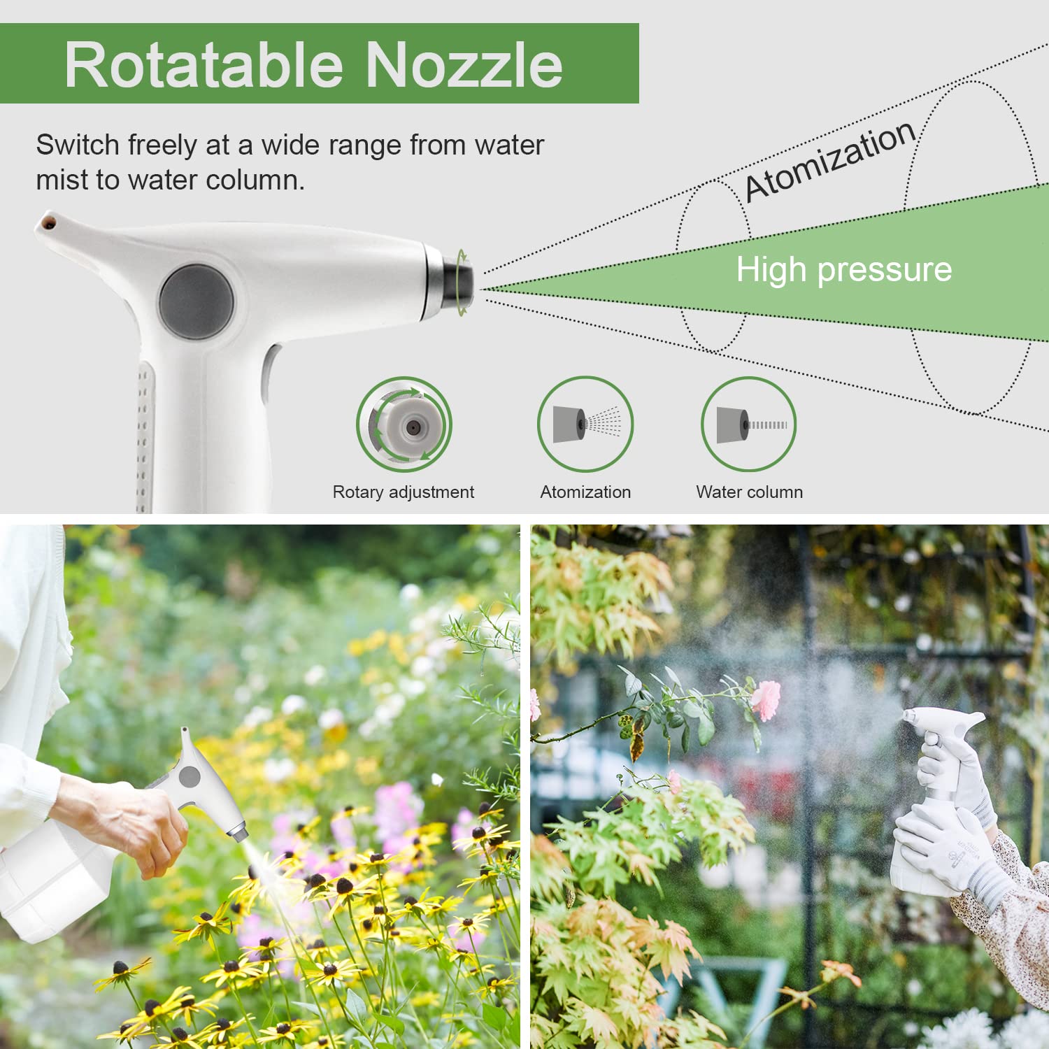 LAWNFUL electric spray bottle mist mode for delicate indoor plant hydration.