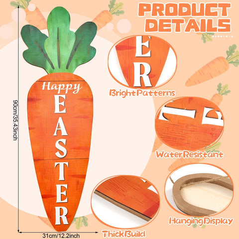 LawnIdyll Easter carrot sign vertical display, ideal for doorways and narrow porches.