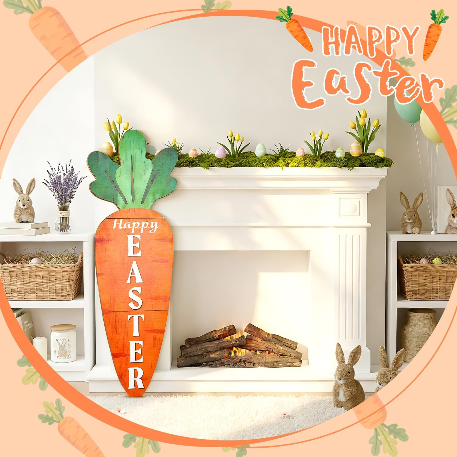 LawnIdyll wooden carrot sign texture, rustic farmhouse charm for entrances.