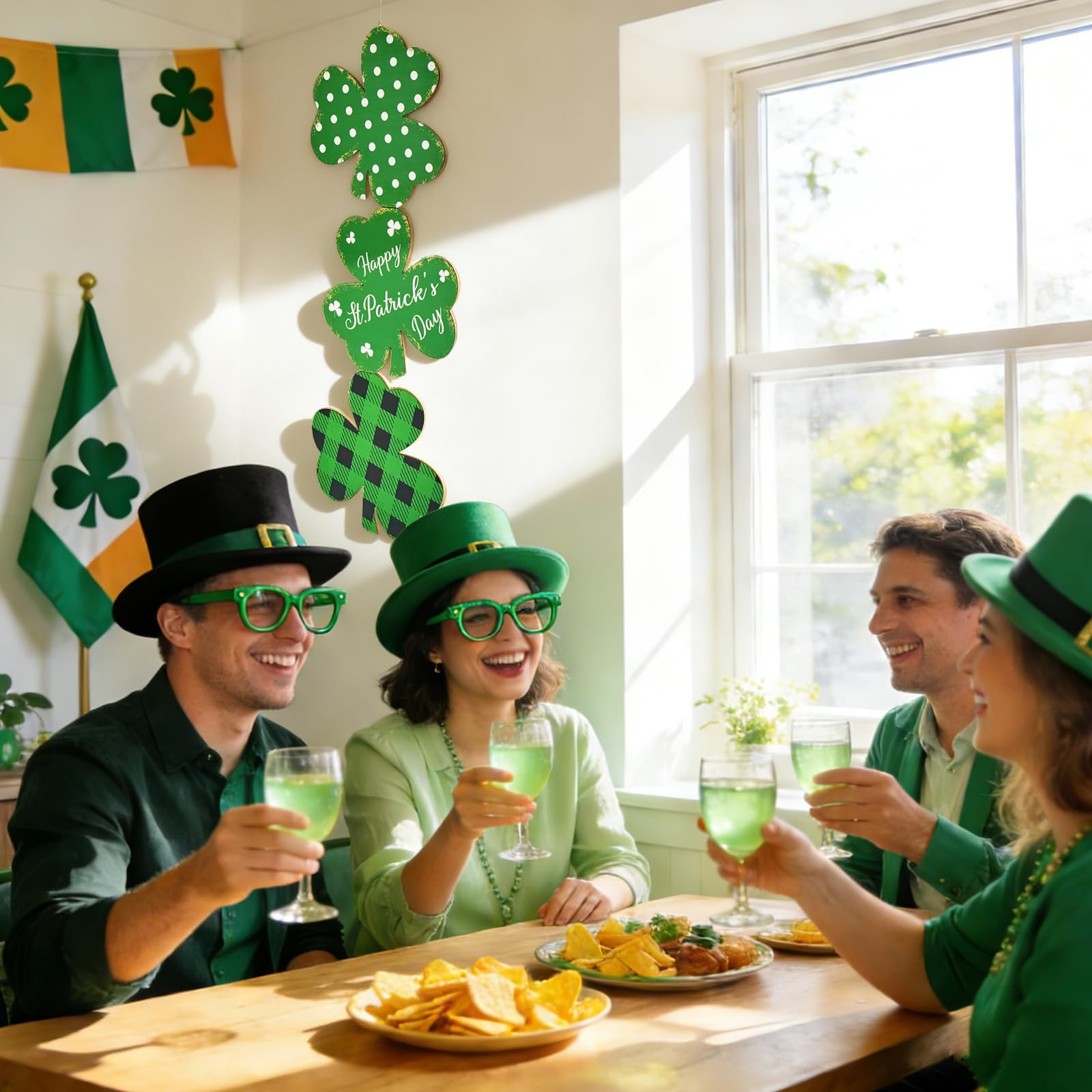 LawnIdyll clover decor stands freely, leans, or hangs for flexible holiday display.