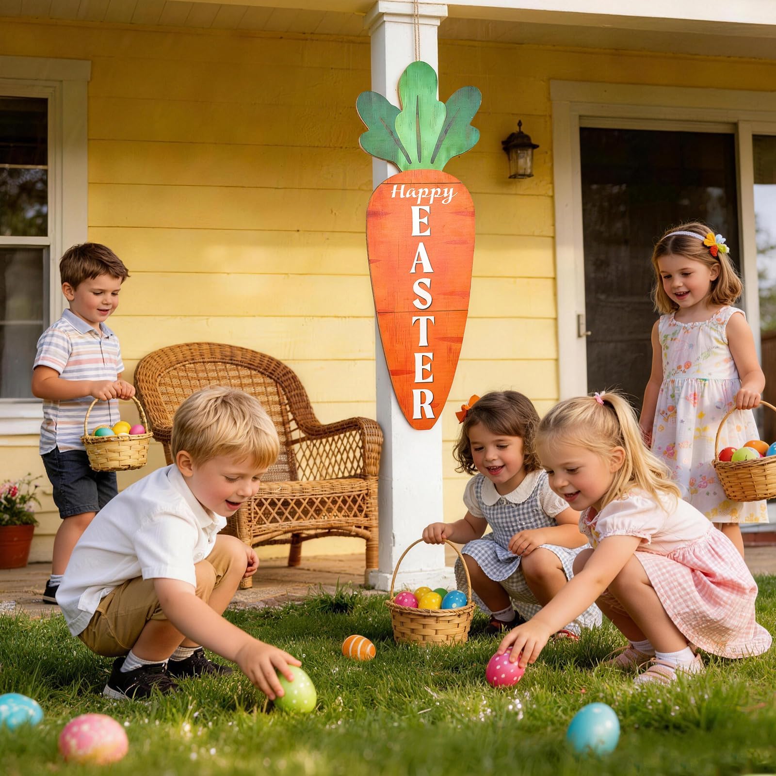LawnIdyll welcome carrot sign, bright Easter greeting for entryways.