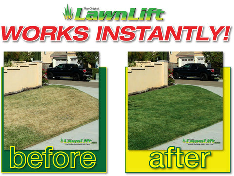 LawnLift lawn green coverage transforms yellow patches into lush color