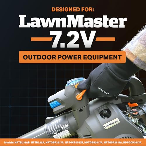 LawnMaster 07LB2001-S battery in hand, easy replacement for LawnMaster tools.