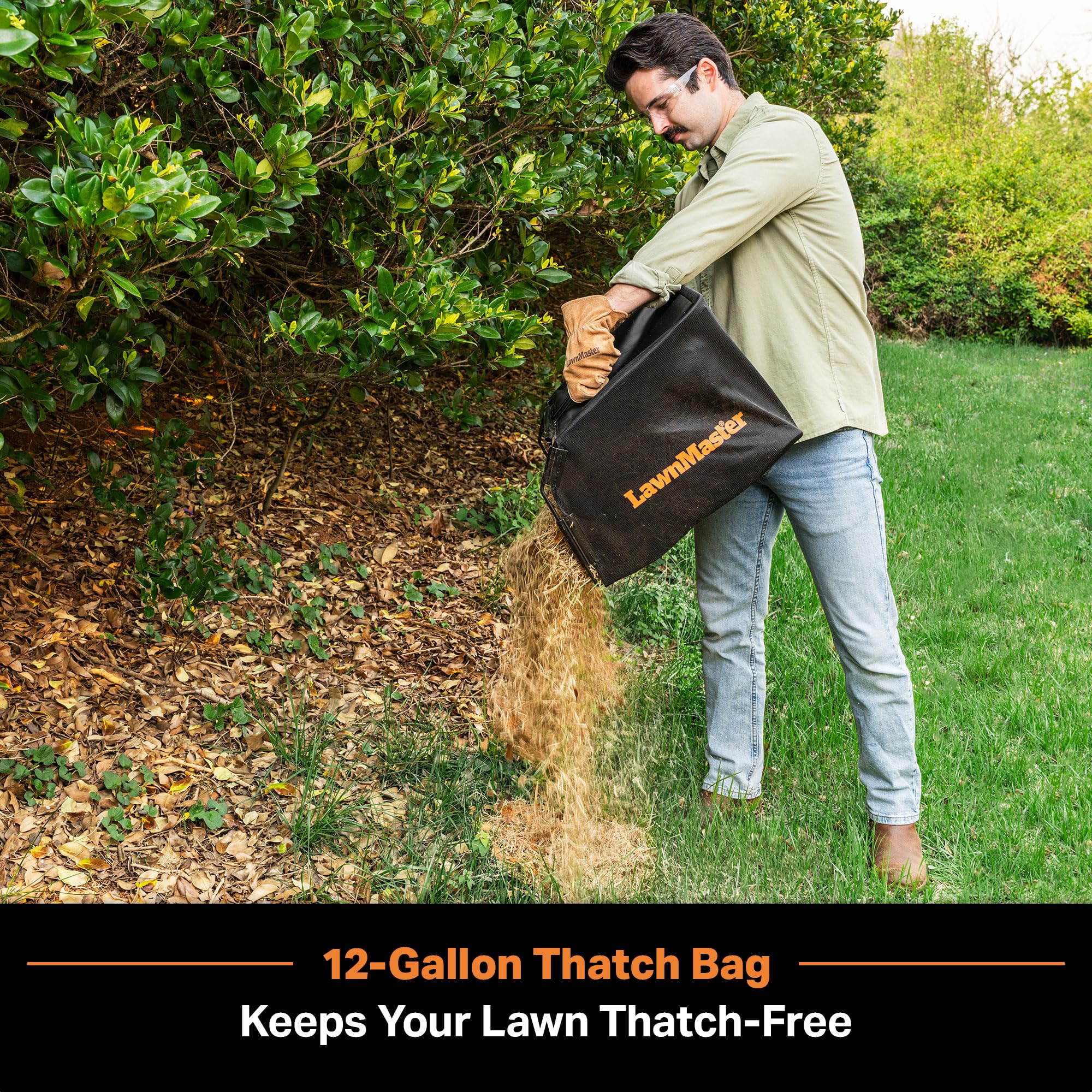LawnMaster 16-inch working width covers more ground with each pass.