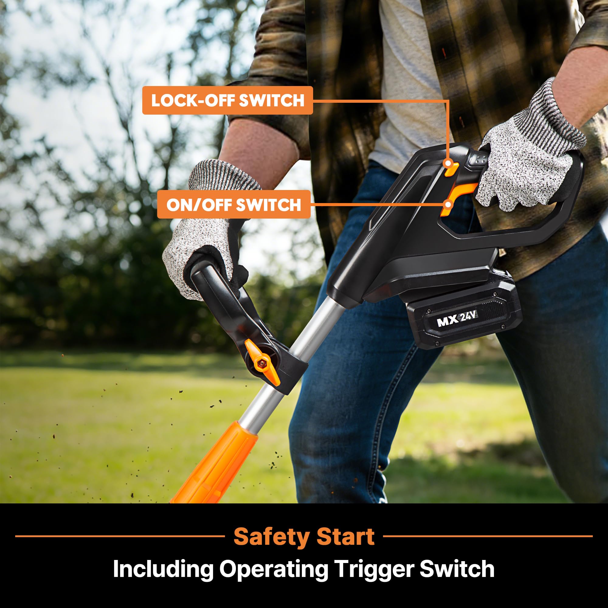 LawnMaster 24V Max 9” Tiller and charger included for quick outdoor setup.