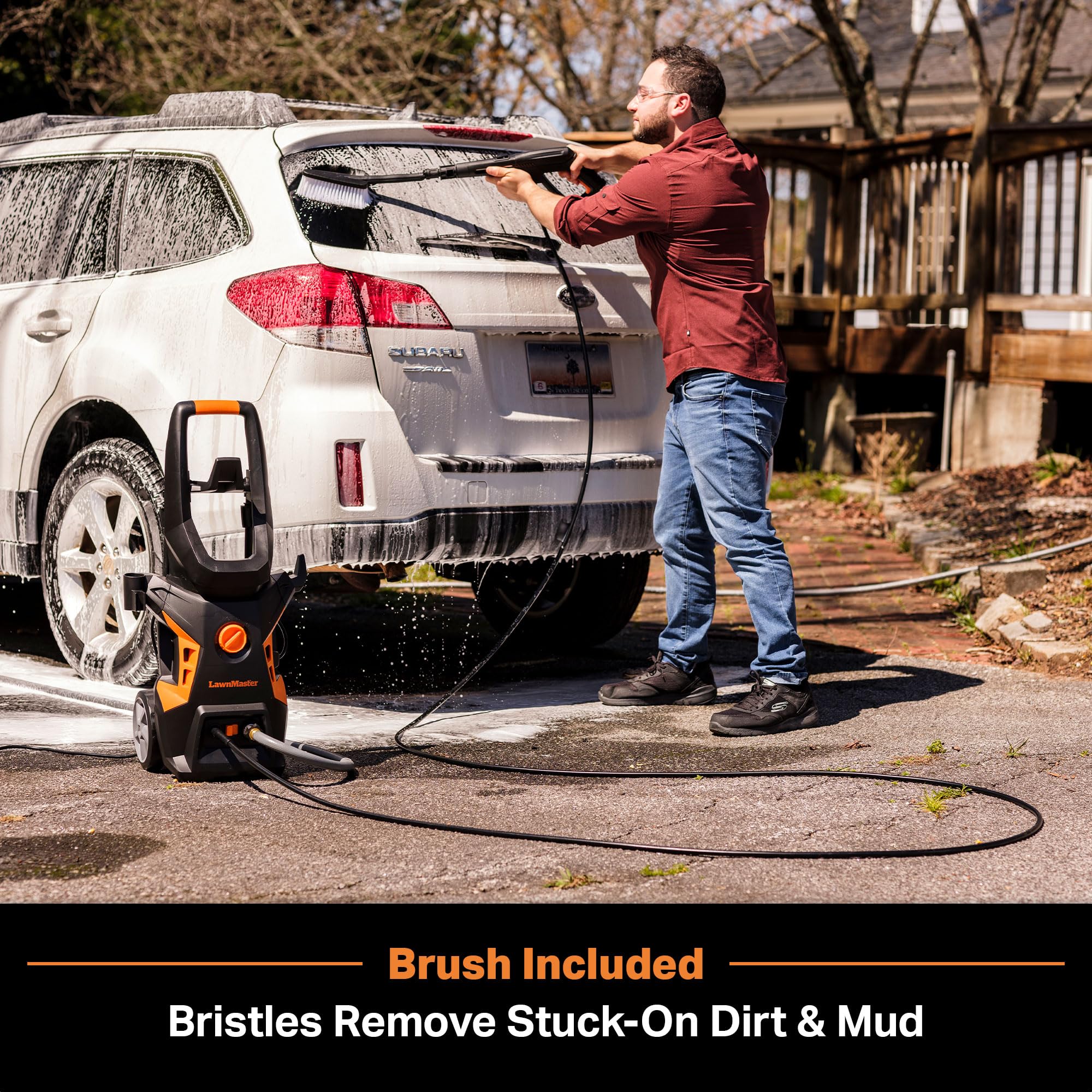 LawnMaster brushes and accessories for versatile patio and driveway maintenance.