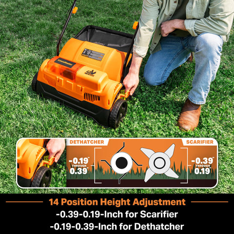 LawnMaster brushless motor delivers 3,200 RPM for strong dethatching performance.