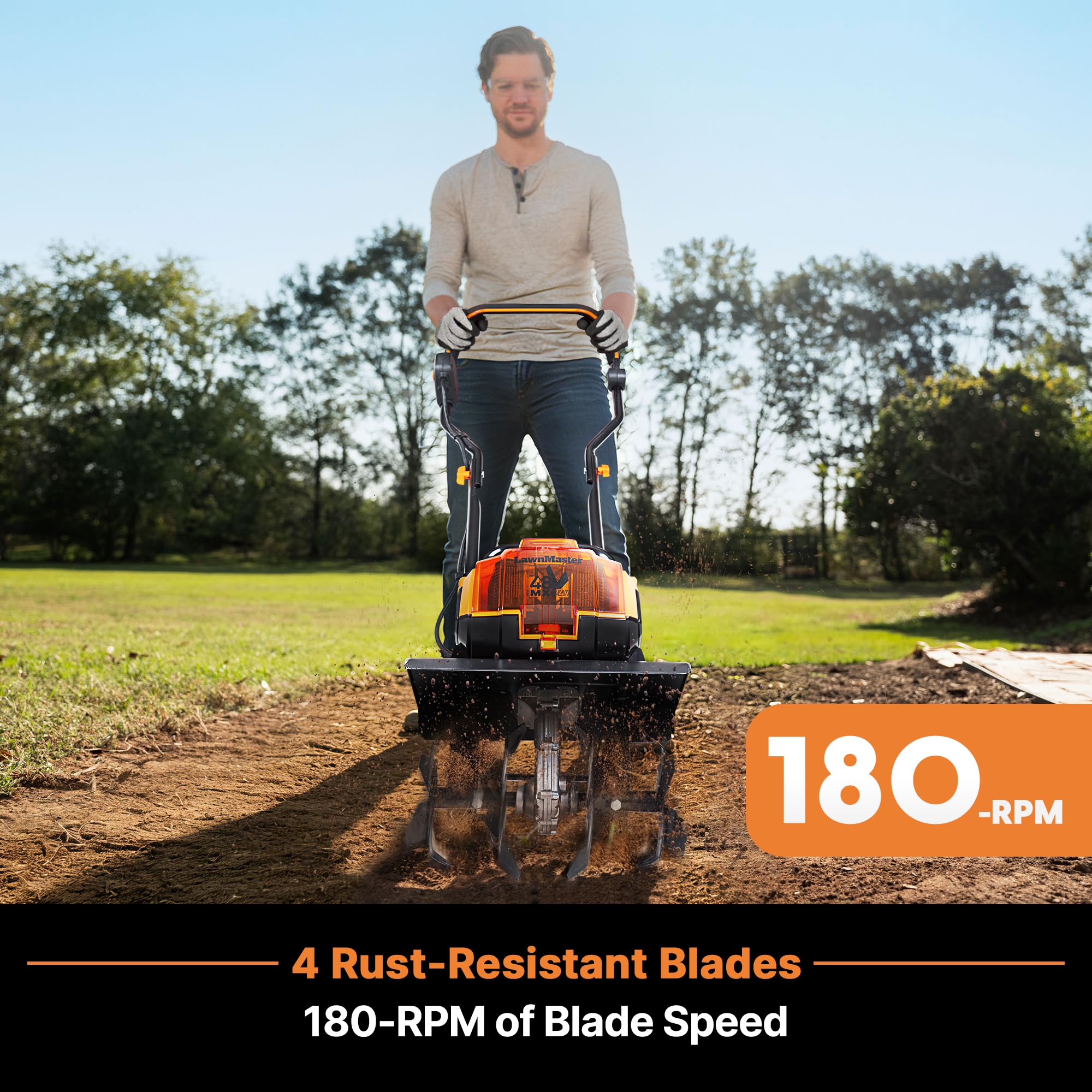 LawnMaster brushless motor delivering quiet power for garden work