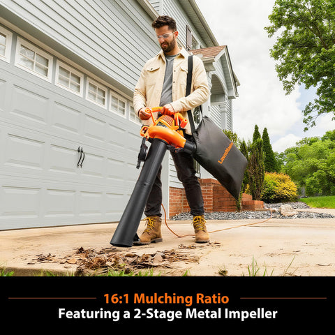 LawnMaster BV1210 380 CFM airflow for efficient debris movement.
