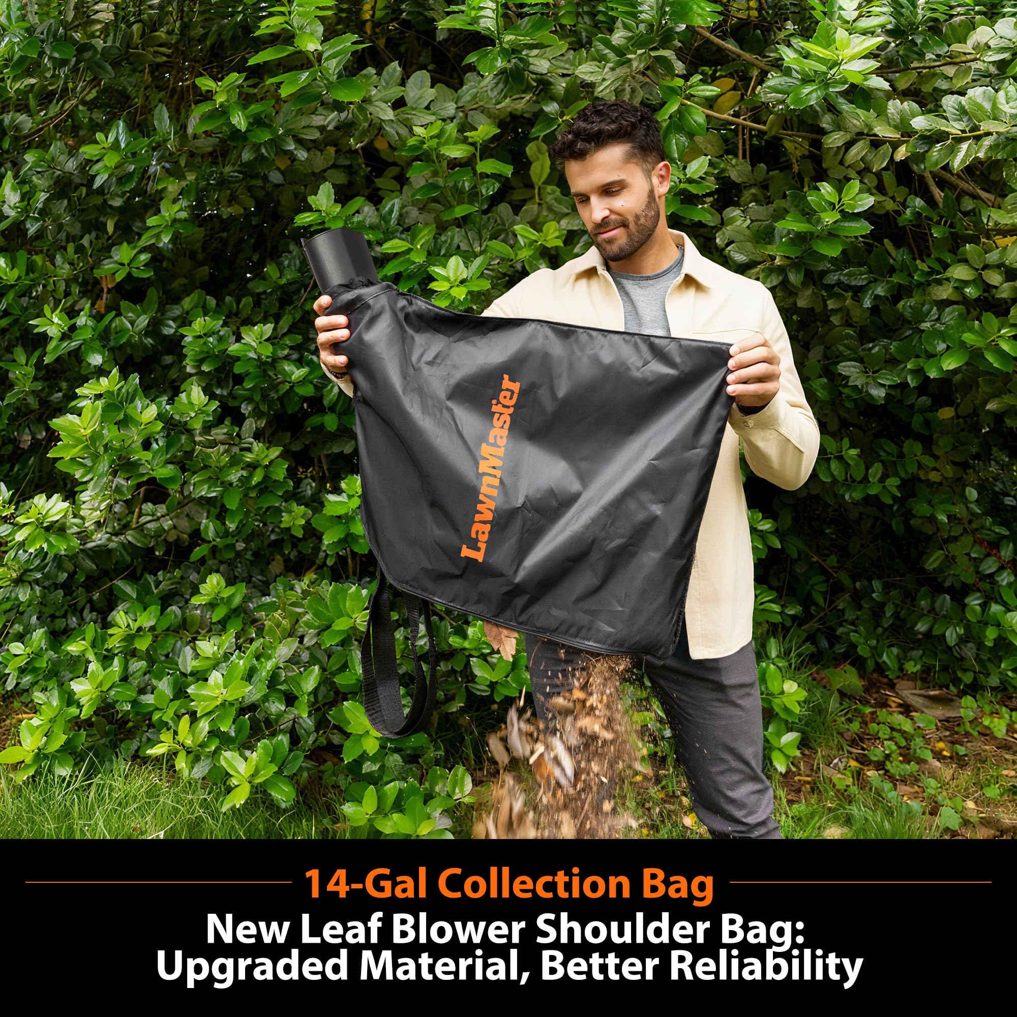 LawnMaster BV1210 double grip handle enhances comfort.