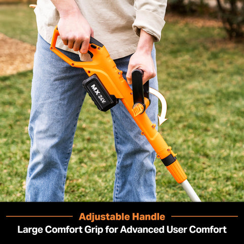 LawnMaster CLGT2410S 5-position head enabling easy edge conversion to an edger.
