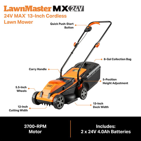 LawnMaster CLM2413A cutting deck focused on precision edging and even lawn coverage.