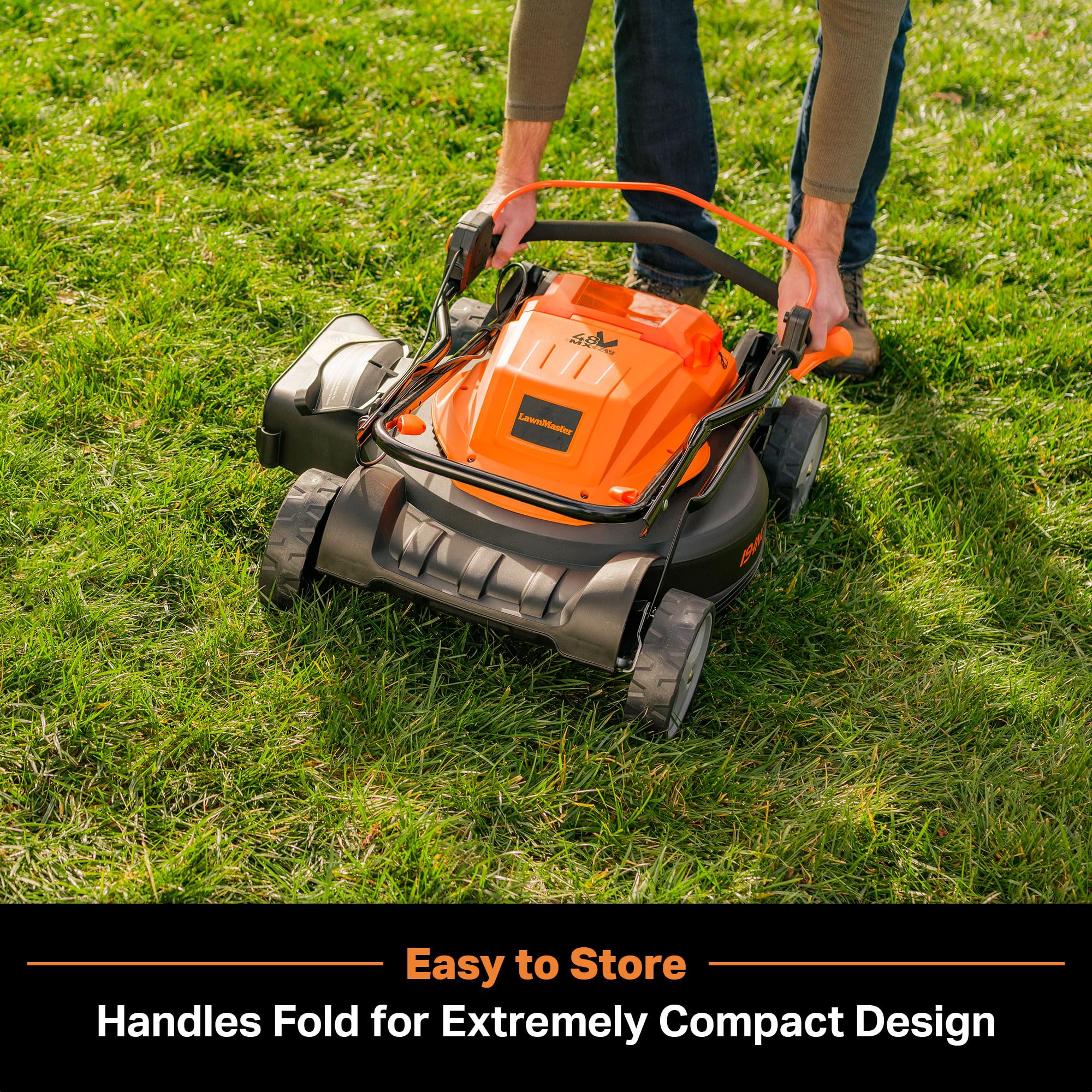 LawnMaster CLMF4819X 3600 RPM motor delivers strong cutting performance.