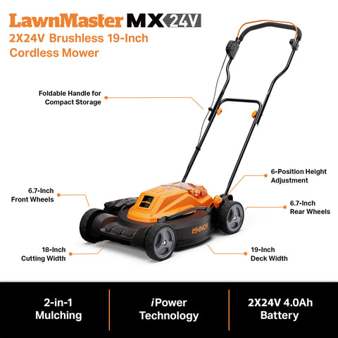 LawnMaster CLMF4819X six-height settings allow precise cuts.