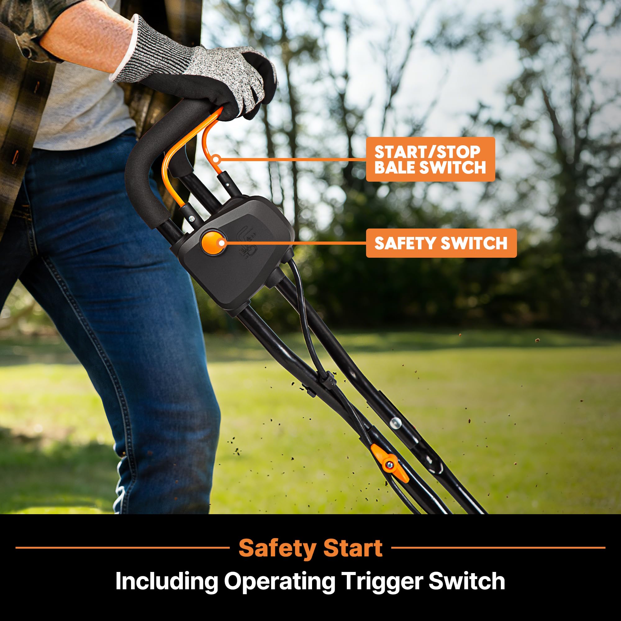 LawnMaster cordless tiller with ergonomic grip for easy handling