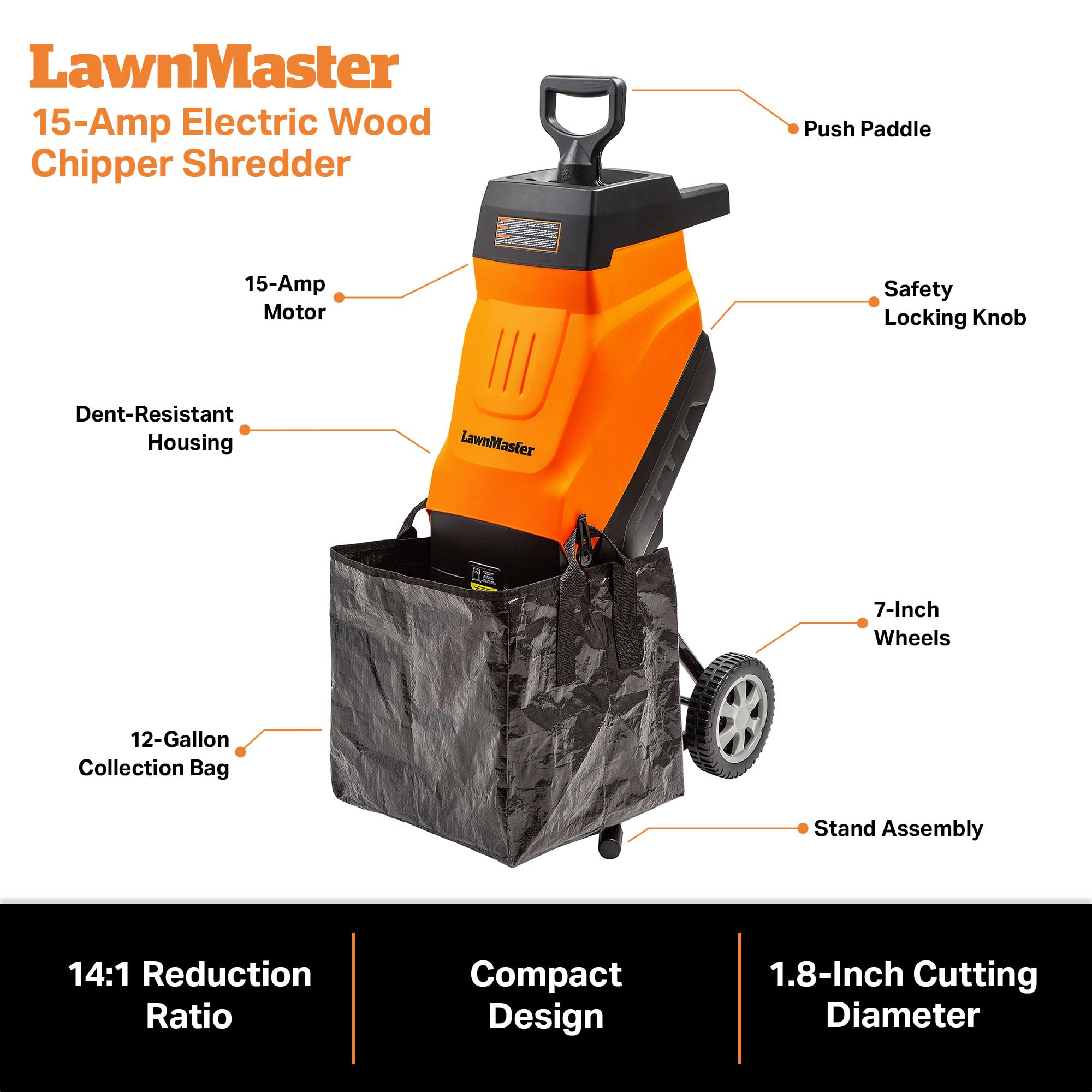 LawnMaster FD1503 dent-resistant polypropylene body resists impact