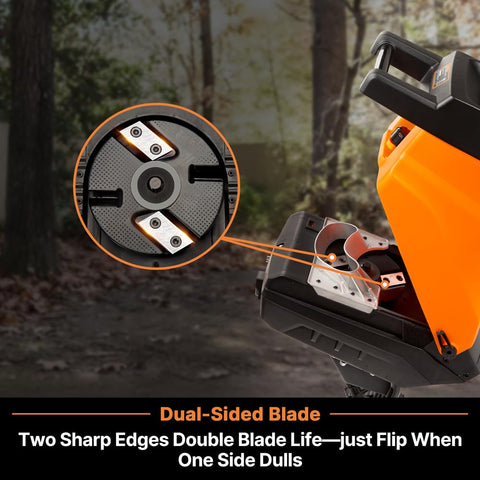 LawnMaster FD1503 push paddle facilitates debris insertion