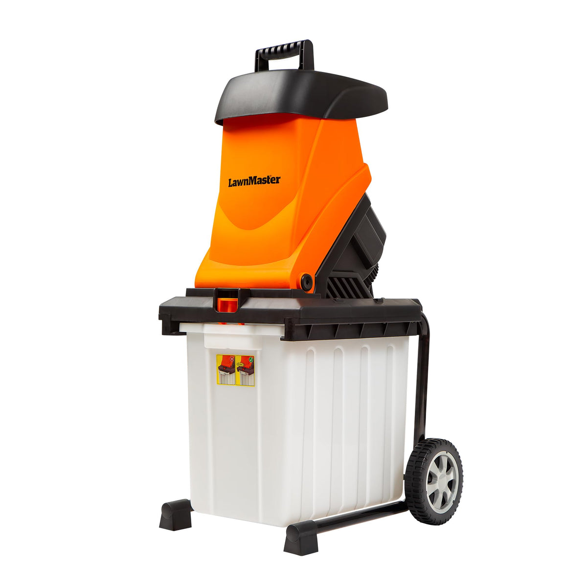 Front view of LawnMaster FD1504 showing compact storage