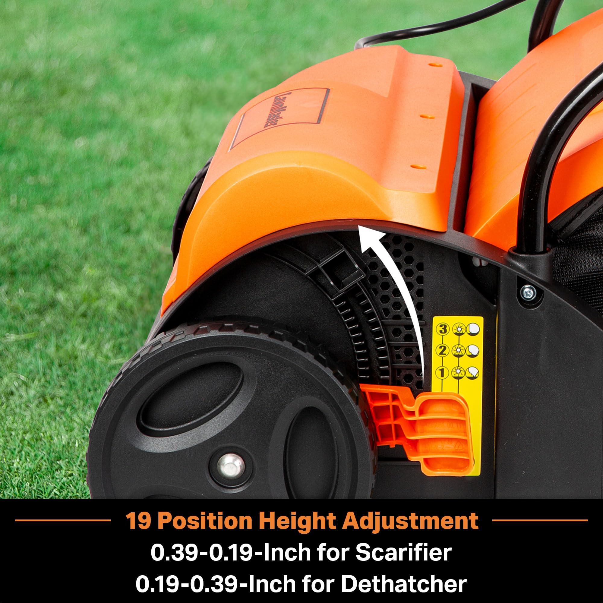 LawnMaster GV1212B folding handles simplify storage after mowing.