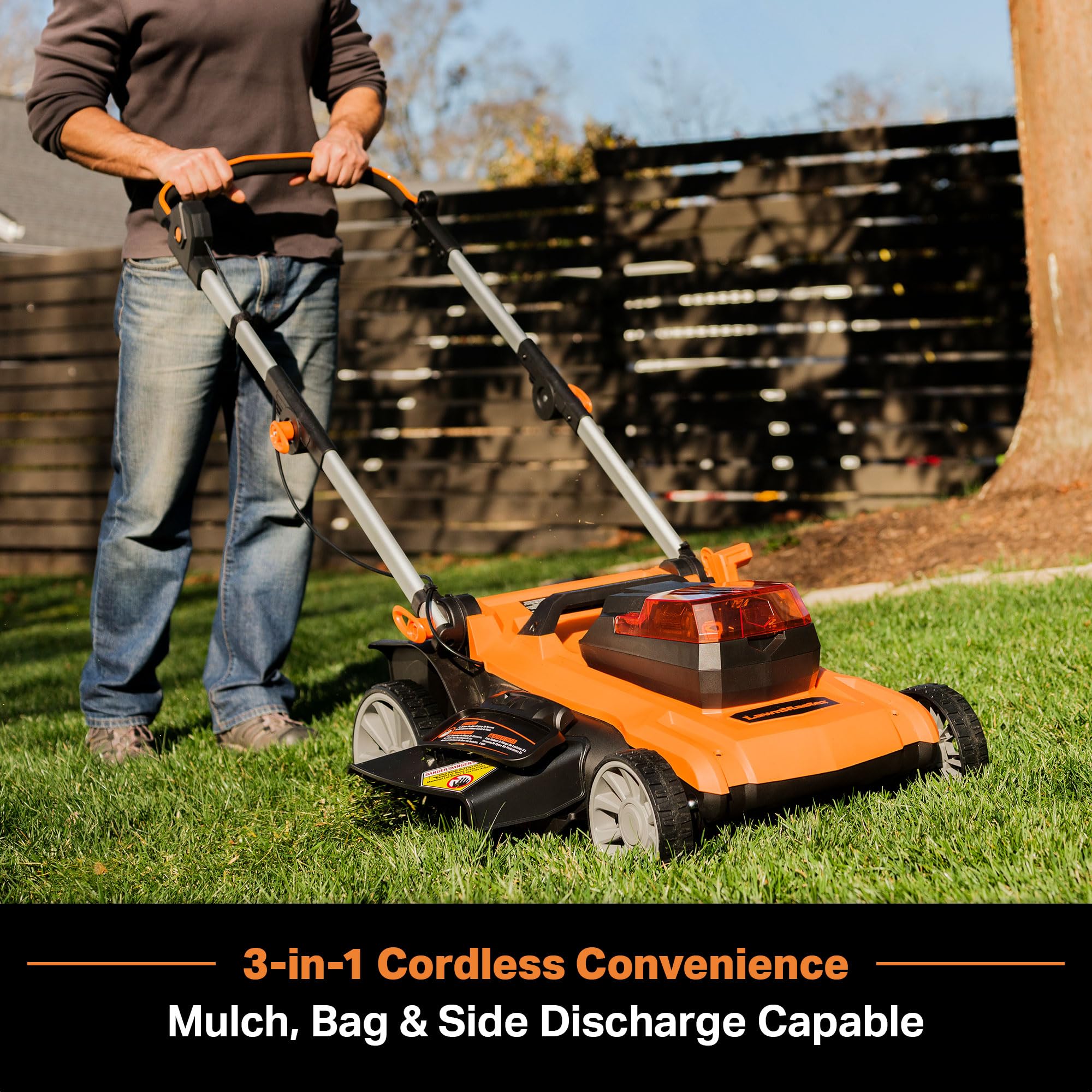 LawnMaster height adjustment with six positions from 1.4 to 3.4 inches