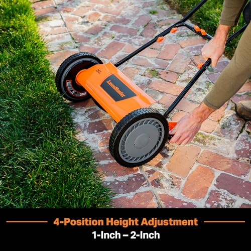 LawnMaster LMRM1602 16-inch cutting width in action.