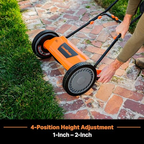 LawnMaster LMRM1602 16-inch cutting width in action.