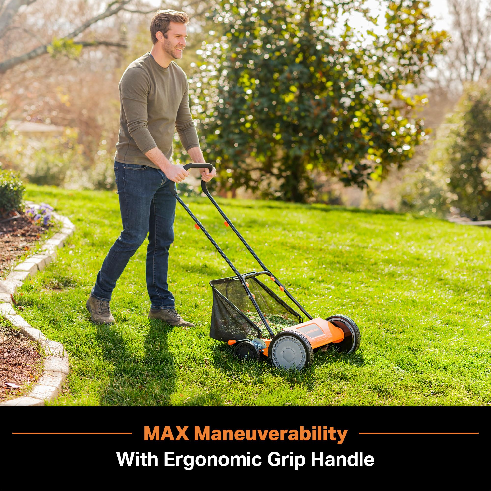 LawnMaster LMRM1801 5-blade system for precise clipping with every pass.