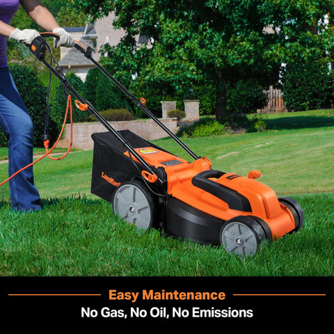 LawnMaster MEB1216K folding handle enables compact storage after use