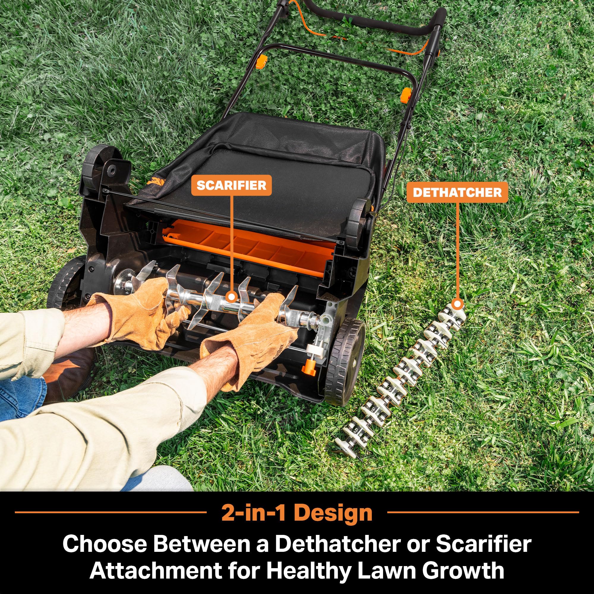 LawnMaster removable collection bag for simple lawn debris management.