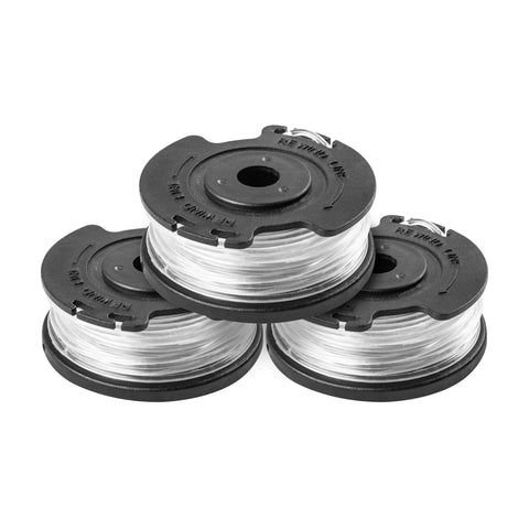 LawnMaster replacement line spool with 16 ft of 0.065 inch nylon for precise trimming.