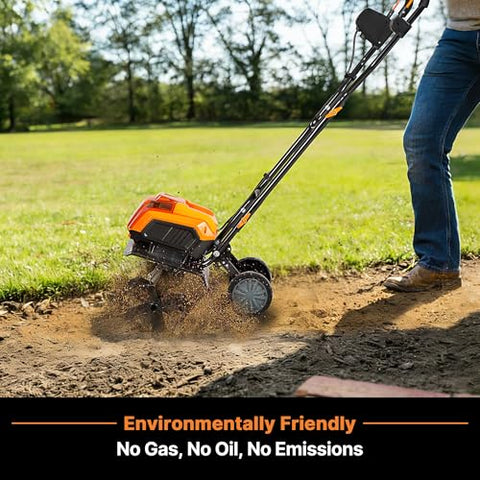 LawnMaster 35-minute runtime suitable for longer tilling sessions