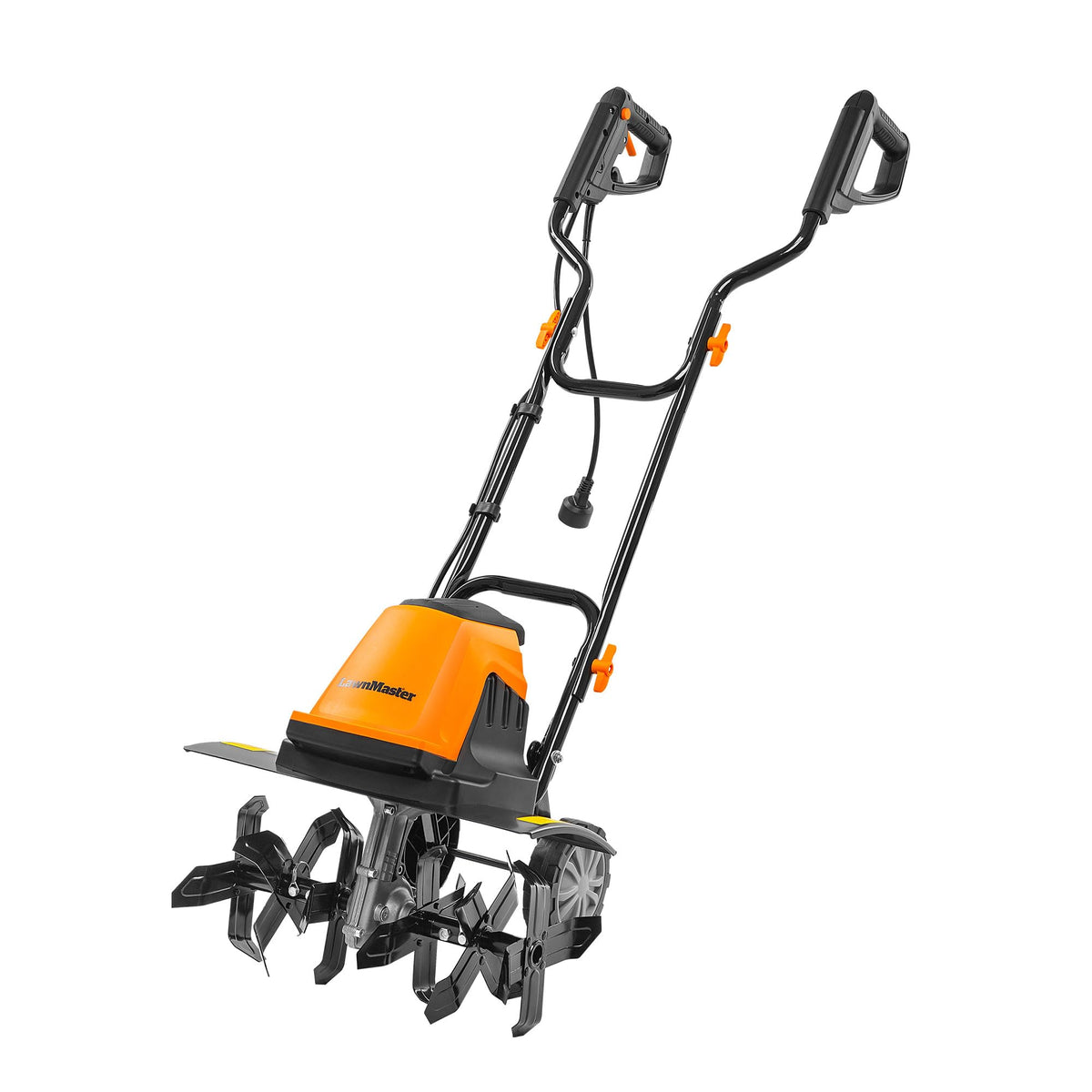 LawnMaster TE1318M front view showing compact, easy-storage design