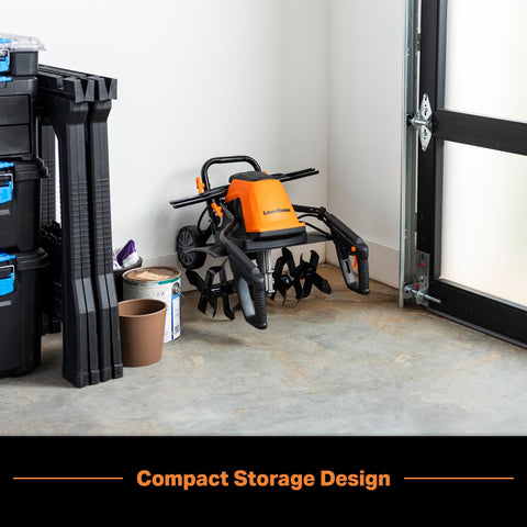LawnMaster TE1318M storage-ready design for small spaces