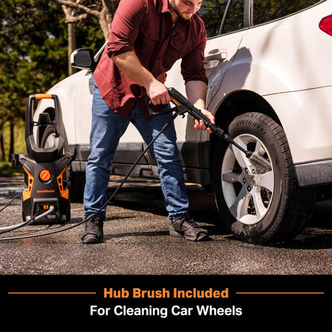 LawnMaster turbo lance delivers high-pressure bursts for stubborn grime.
