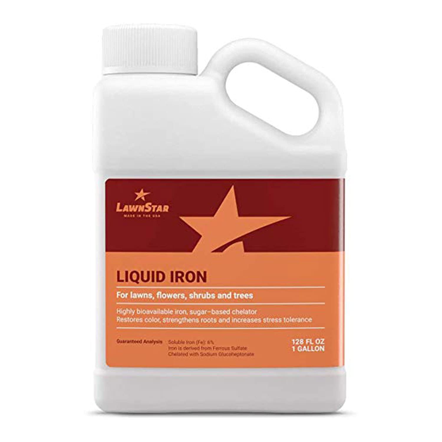 LawnStar Liquid Iron bottle pour shows easy iron delivery for greener plants