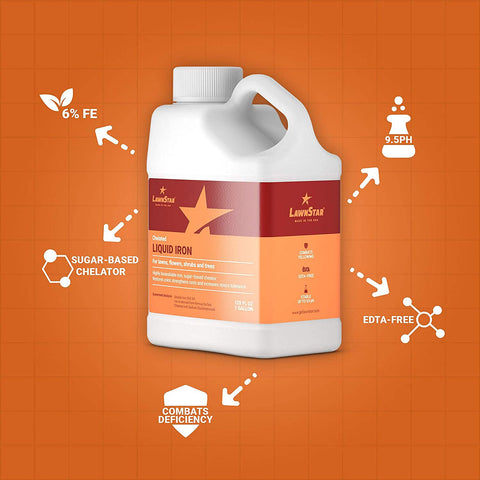 Garden scene with lawn, flowers, and shrubs benefiting from LawnStar Liquid Iron